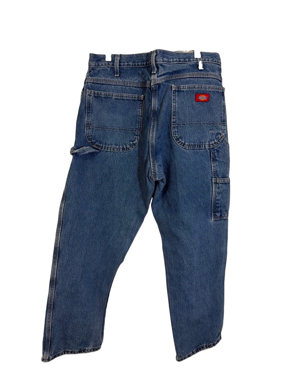 Dickies Carpenter Jeans Mens 36x30 Light Wash Blue Cotton Relaxed Fit Utility
